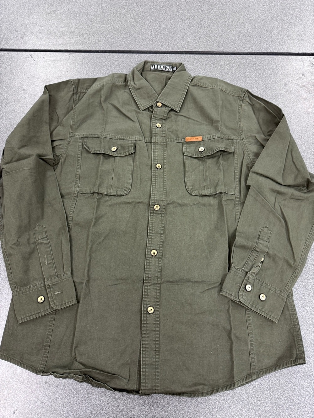 Jeep Olive Green Button-Front Shirt Jacket